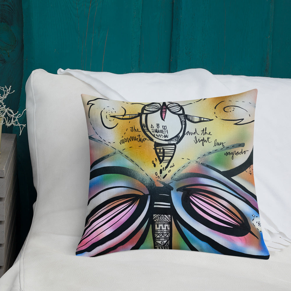 The Resurrection & The Light – Lebo Premium Throw Pillow